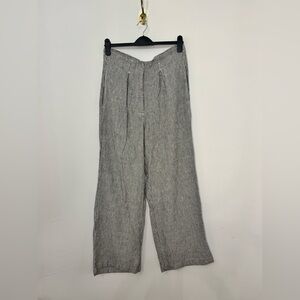 Women’s Max Studio Linen Blend High Rise Wide Leg Pencil Stripe Easy Leg Pants